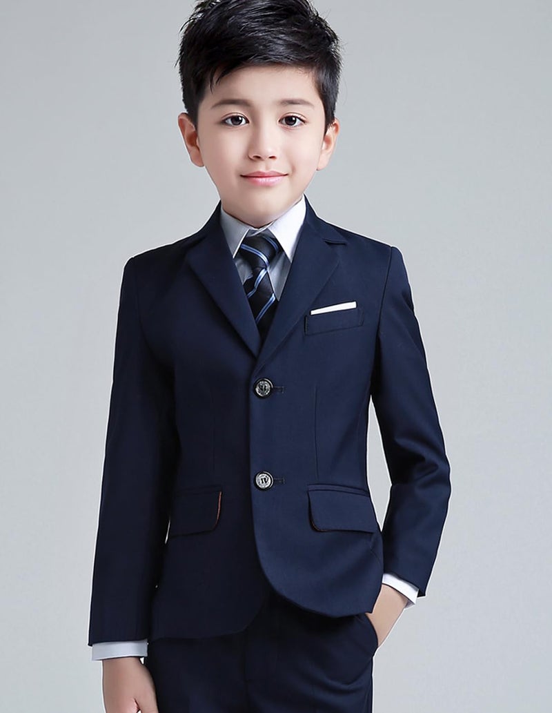 YuanLu Kids Suits for Boys Navy Blue Boy Suit Slim Fit Ring Bearer Outfit Wedding Guest Dresswear Toddler Tuxedo Size 4T - Image 5